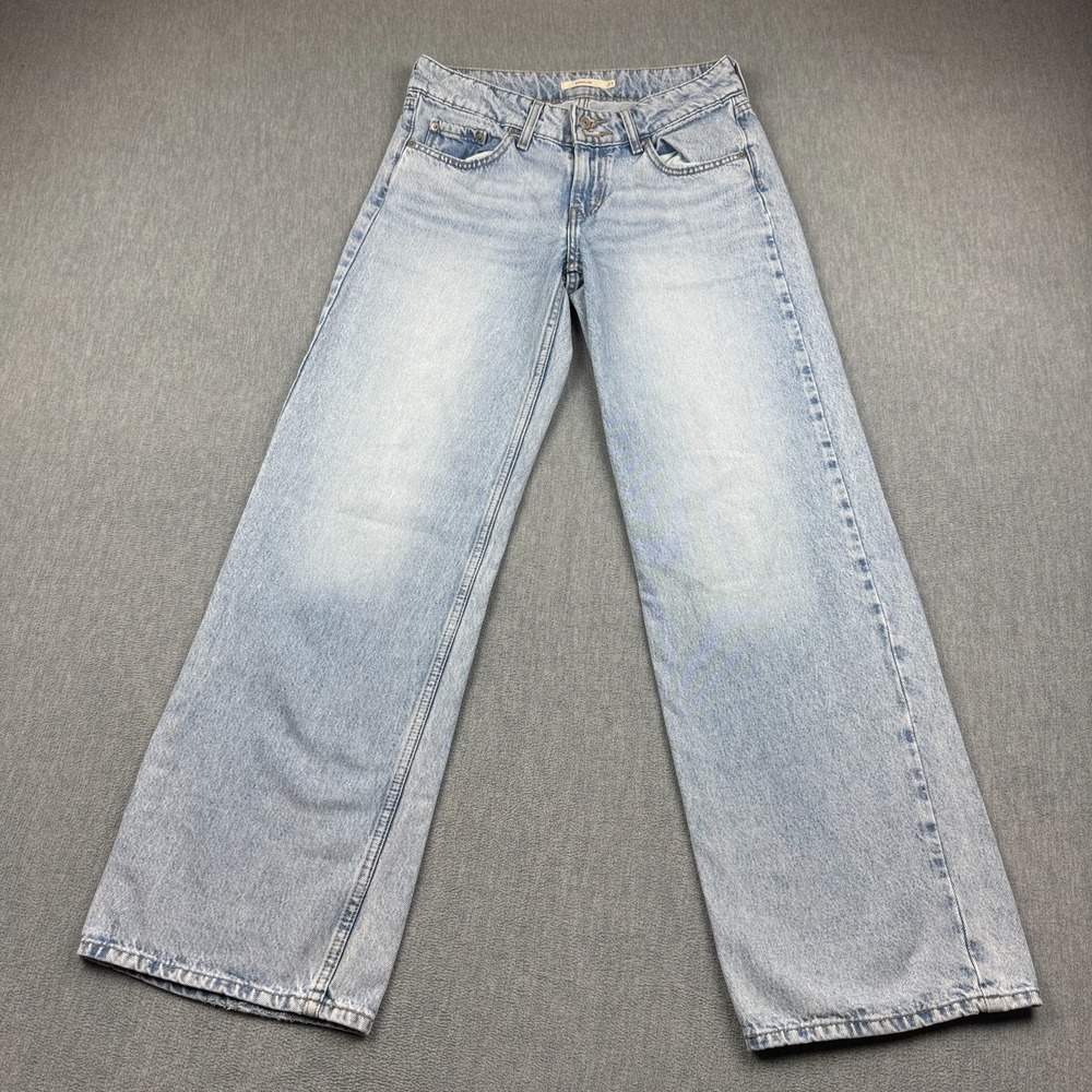 Levis Jeans Women 27X31 Blue Superlow Baggy Wide Leg Relax Light Wash Denim Y2K
